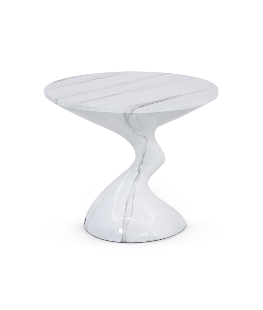 Aeris side table with a carrara marbled finish