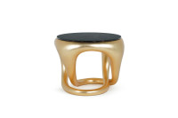 Ballad side table with gold leaf finish and marbled top